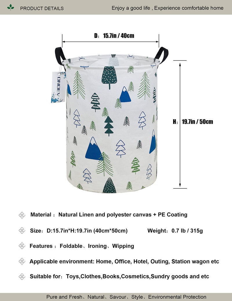 ONOEV Round Fabric Storage Bin,Decorative Basket,Organizer Basket with Handles,for Clothes Storage,books and 19.7inch(H) x 15.7inch(D) - Image 2