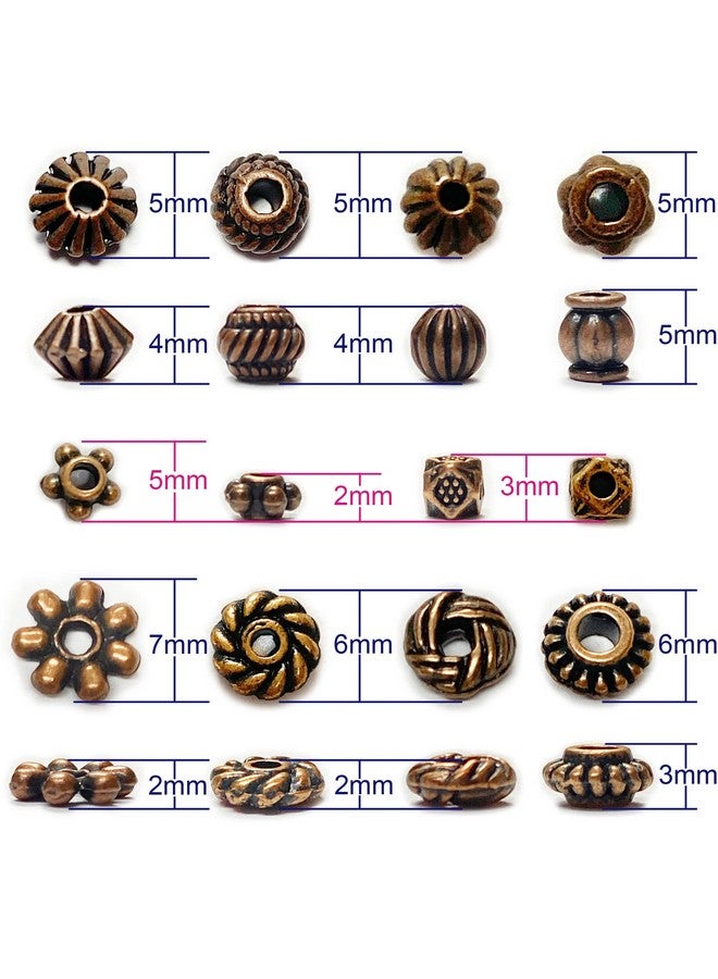 Heather's CF Antique Copper Beads for Jewelry Making Spacer Beads & Bead Assortments for Bracelet Necklace Earring Making Copper Craft Supplies Beads Copper Jewelry Findings Small Seed Beads Jewelry Set 500Pcs - Image 2