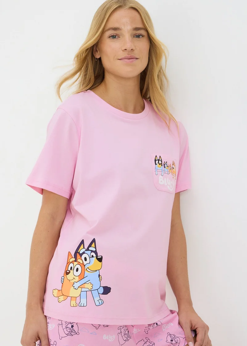 Matalan Bluey Pink Shorts Pyjama Set