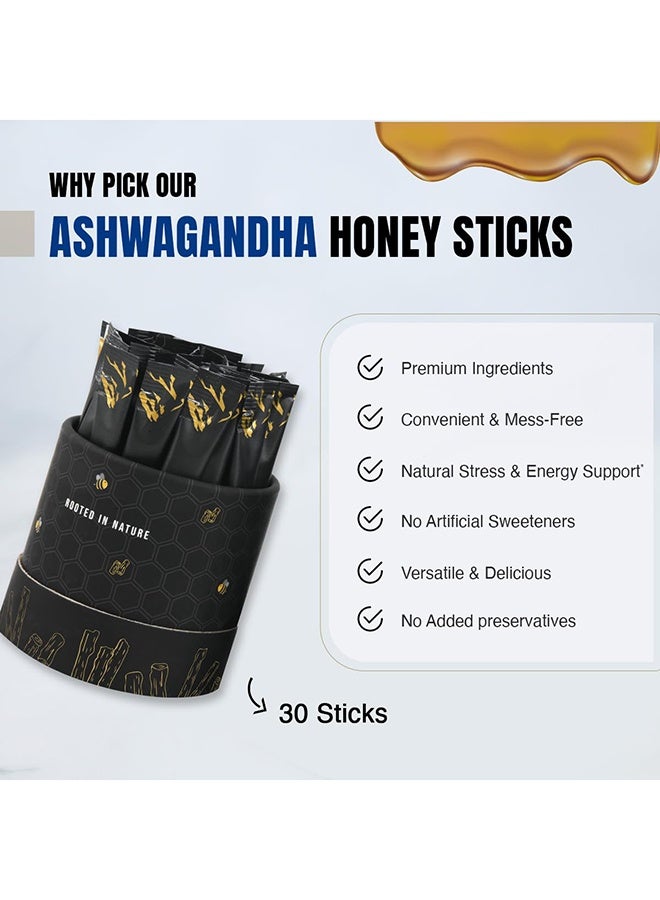 BARGAD KSM-66 Ashwagandha Honey Sticks 400MG - Helps Promote Relaxation, Sleep & Focus, Boosts Energy & Vitality, Premium Organic Honey Infused with Adaptogenic Ashwagandha No Artificial Additives – 30 Count - Image 3