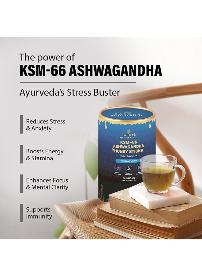 BARGAD KSM-66 Ashwagandha Honey Sticks 400MG - Helps Promote Relaxation, Sleep & Focus, Boosts Energy & Vitality, Premium Organic Honey Infused with Adaptogenic Ashwagandha No Artificial Additives – 30 Count - Image 4