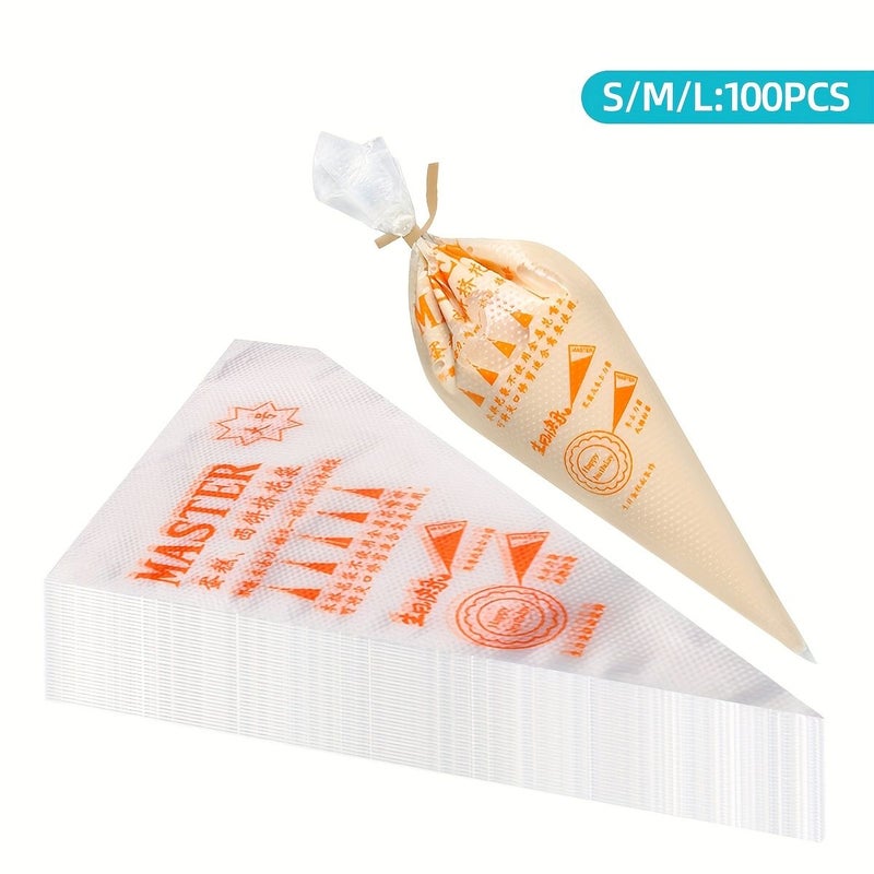 100 Disposable Piping Bags Extra Large 100 Pcs Extra Thick Durable Cake Cookie Dessert Decorating Tools Professional Baking Supplies Essential Kitchen Accessories Perfect for Birthday Parties Holiday Decorations Valentine Gifts Ramadan Giveaways - Image 1