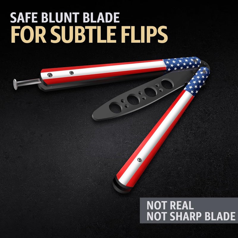 GOOD WORKER Butterfly Knife - Balisong Trainer - American Practice Butterfly Trainer with Sure Spring Latch - Balisong Knives NOT Real NOT Sharp Blade - Full Stainless Steel Fake Dull Trick CSGO Fidget Toy K14 U-N - Image 5
