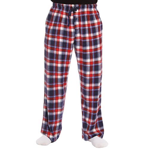 Followme #FollowMe 45902-11-L Polar Fleece Pajama Pants For Men/Sleepwear/PJS,Red, White & Blue Plaid,Large - Image 1