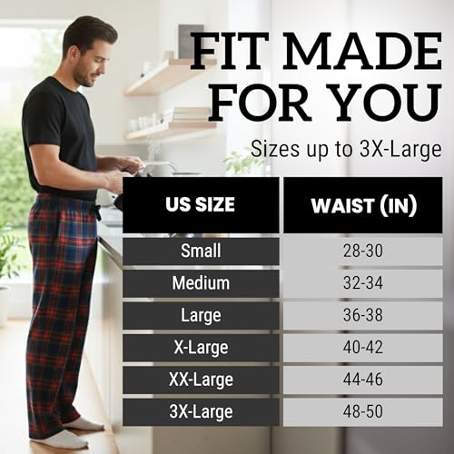 Followme #FollowMe 45902-11-L Polar Fleece Pajama Pants For Men/Sleepwear/PJS,Red, White & Blue Plaid,Large - Image 5