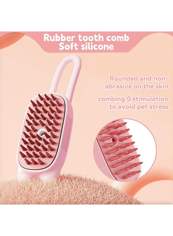 فرشاة العناية بالحيوانات الأليفة المصنوعة من السيليكون 3 في 1 (وردي) - مشط فرشاة مشبع بالبخار لإزالة القطط والاستحمام وتدليكها (الاستخدام الجاف والرطب) - Image 3