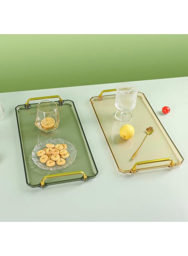 Serving Tray with Handles Serving Tray Valet Tray Plastic Serving Trays for Party, Kitchen, Bathroom, Dessert Table, Cupcake Display, Acrylic Tray for Ottoman Coffee Table, Decorative Trays (Amber) - Image 4