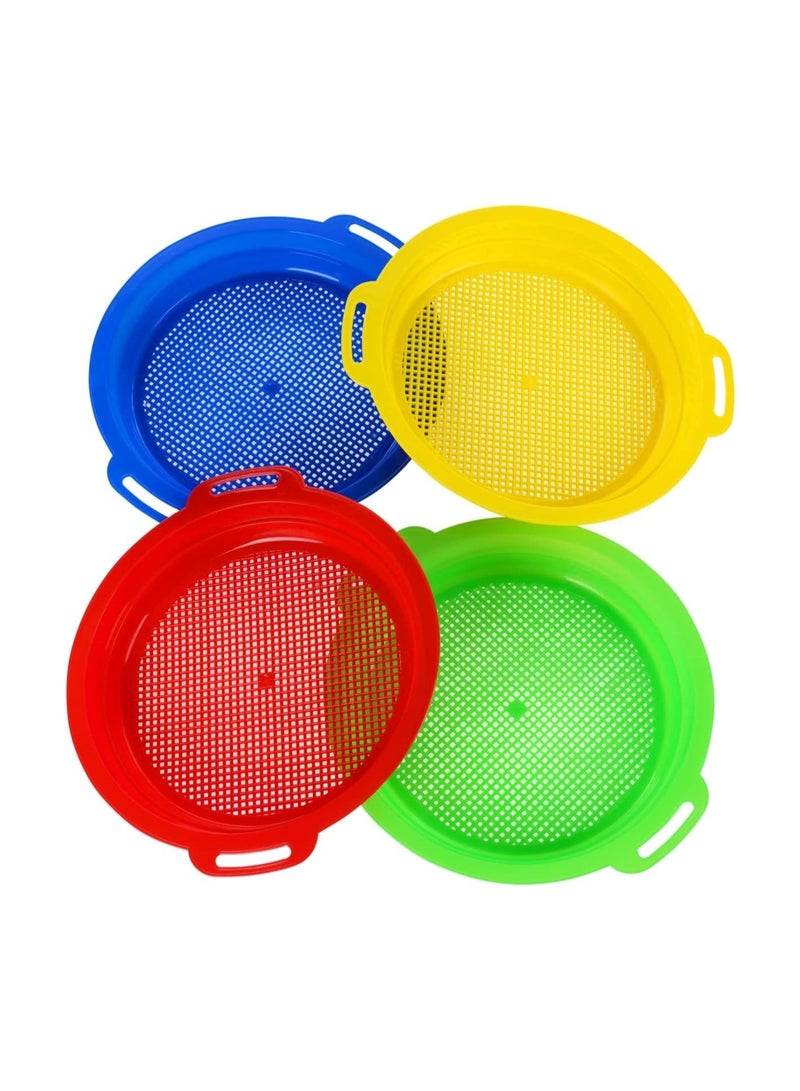 SOLARAE Beach Sand Sifter, Plastic Beach Toys Sifter for Children Backyard Park Seashell Collecting Tools, 4Pcs - Image 1