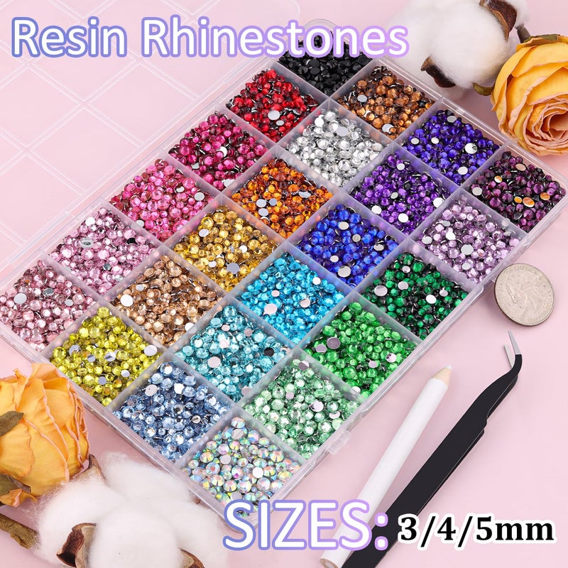TINKRSTUFF Resin Rhinestones for Bedazzling with Tweezers, 12000Pcs Multicolor 3/4/5mm Rhinestones for Crafting with 3Pcs 10ml B7000 Jewelry Glue for DIY Crafts Clothing Tumblers Shoes Fabric Nail Art - Image 2