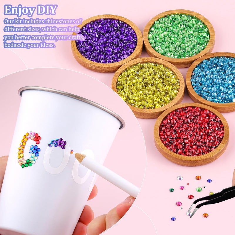TINKRSTUFF Resin Rhinestones for Bedazzling with Tweezers, 12000Pcs Multicolor 3/4/5mm Rhinestones for Crafting with 3Pcs 10ml B7000 Jewelry Glue for DIY Crafts Clothing Tumblers Shoes Fabric Nail Art - Image 3
