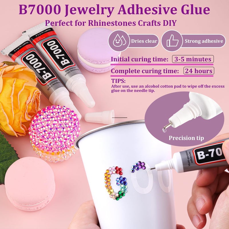 TINKRSTUFF Resin Rhinestones for Bedazzling with Tweezers, 12000Pcs Multicolor 3/4/5mm Rhinestones for Crafting with 3Pcs 10ml B7000 Jewelry Glue for DIY Crafts Clothing Tumblers Shoes Fabric Nail Art - Image 5