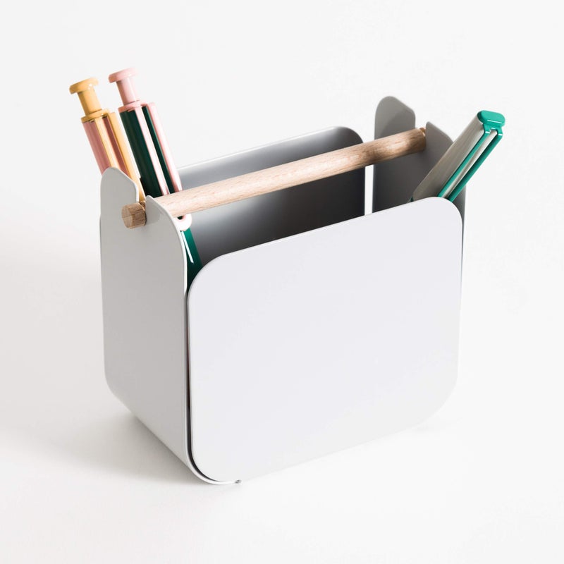 U Brands Metal Pencil Cup, Desktop Accessory, Arc Collection, Grey - Image 3