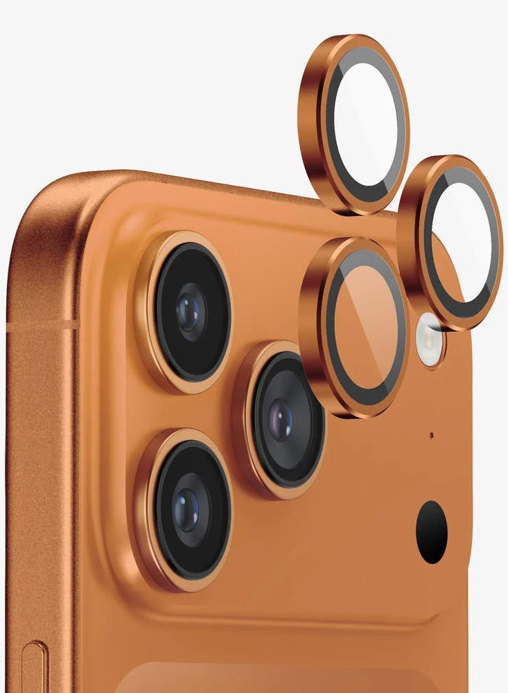 MOCOM Apple iPhone 17 Pro Max/17 Pro Camera Lens Protector, 9H Tempered Glass Screen Protector with Metal Individual Ring, HD Clear Anti-Glare, Scratch-Resistant, Easy Installation - Suitable for Cosmic Orange - Image 1