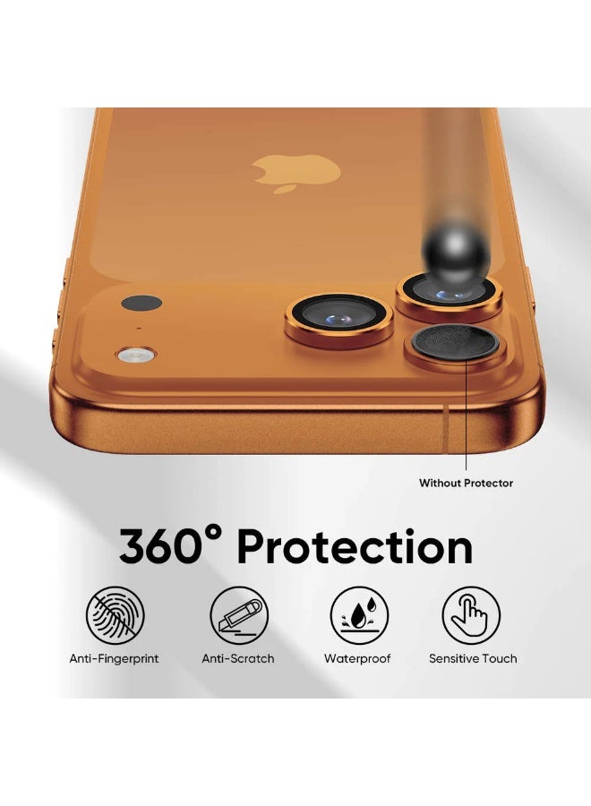 MOCOM Apple iPhone 17 Pro Max/17 Pro Camera Lens Protector, 9H Tempered Glass Screen Protector with Metal Individual Ring, HD Clear Anti-Glare, Scratch-Resistant, Easy Installation - Suitable for Cosmic Orange - Image 5