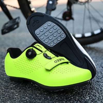 Generic New Cycling Shoes Lock Shoes Mens and Womens Road Bicycle Shoes Boost Shoes Mountain Shoes Cycling Sneakers 896 fluorescent green rubber without lock 