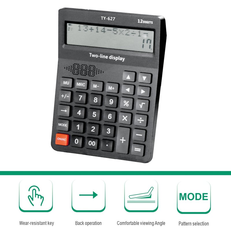Desktop Calculator 12 Digit Large and LCD Display Russian Speaker Big Button Calculators Solar Power and Battery Operated Suitable for Office School Home for Kids Students Accountant - Image 5