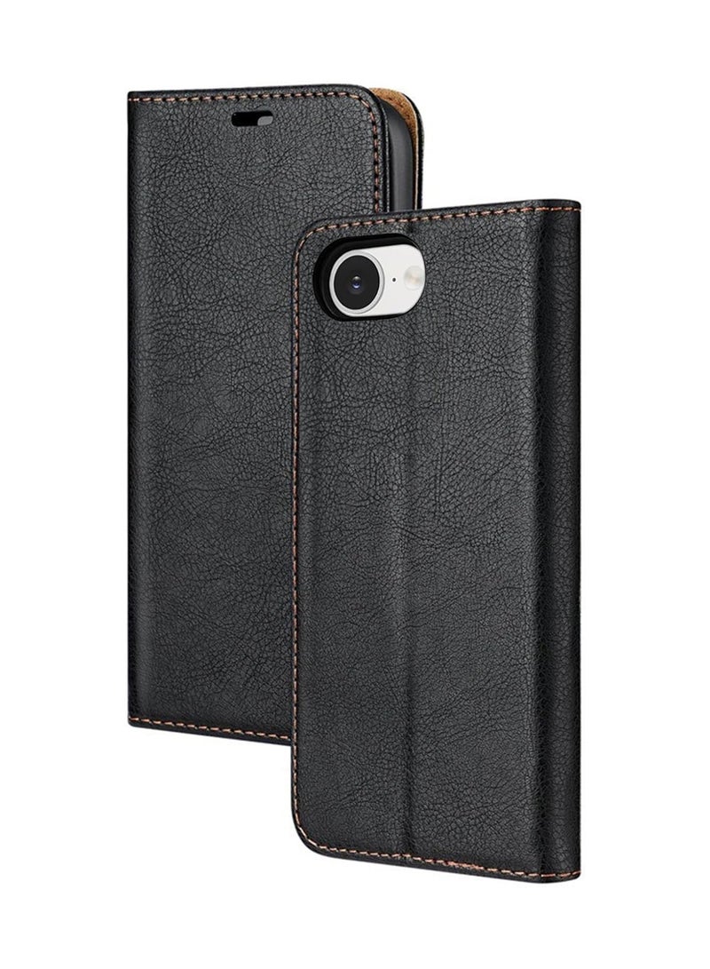 Aookay Case for iPhone 16E, Wallet Case with Card Slot Magnetic Closure, PU Leather Flip Kickstand Shockproof Cover (Black)  - Image 1