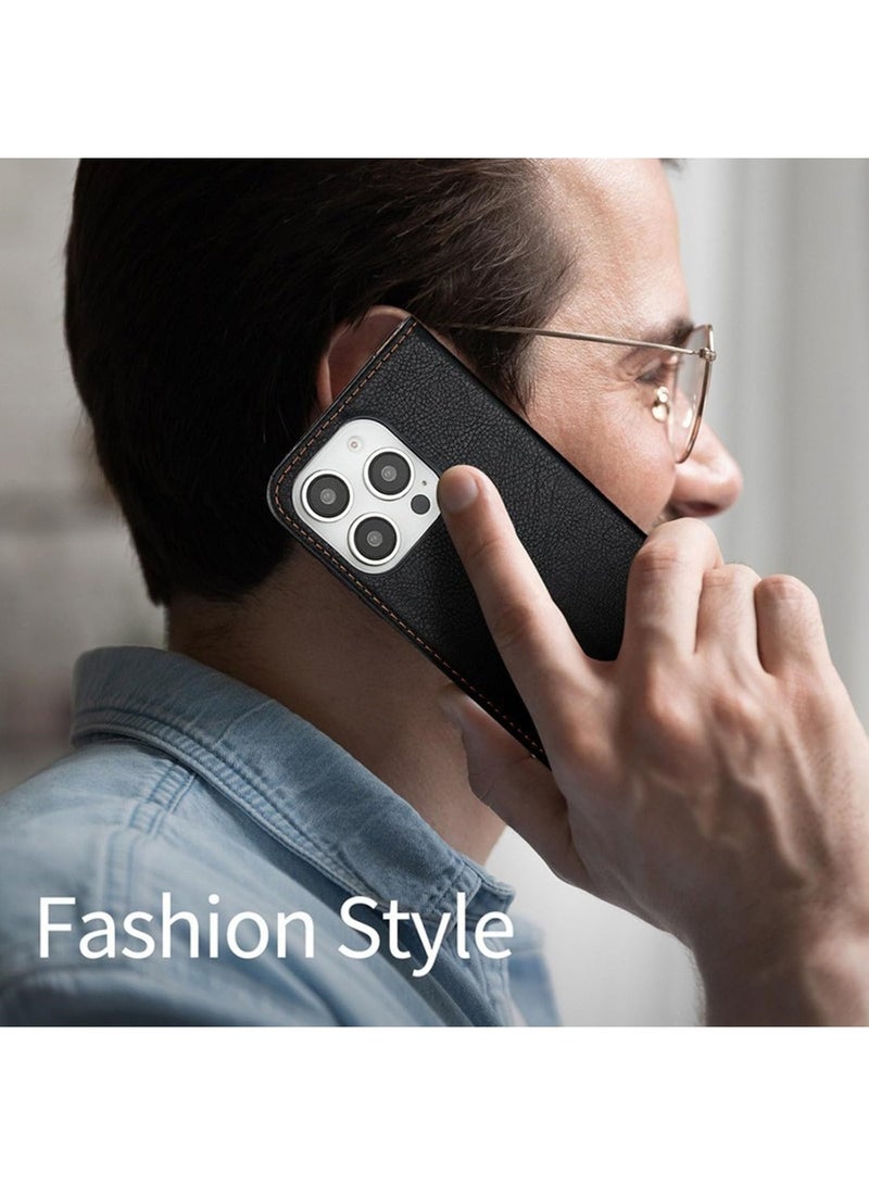 Aookay Case for iPhone 16E, Wallet Case with Card Slot Magnetic Closure, PU Leather Flip Kickstand Shockproof Cover (Black)  - Image 4