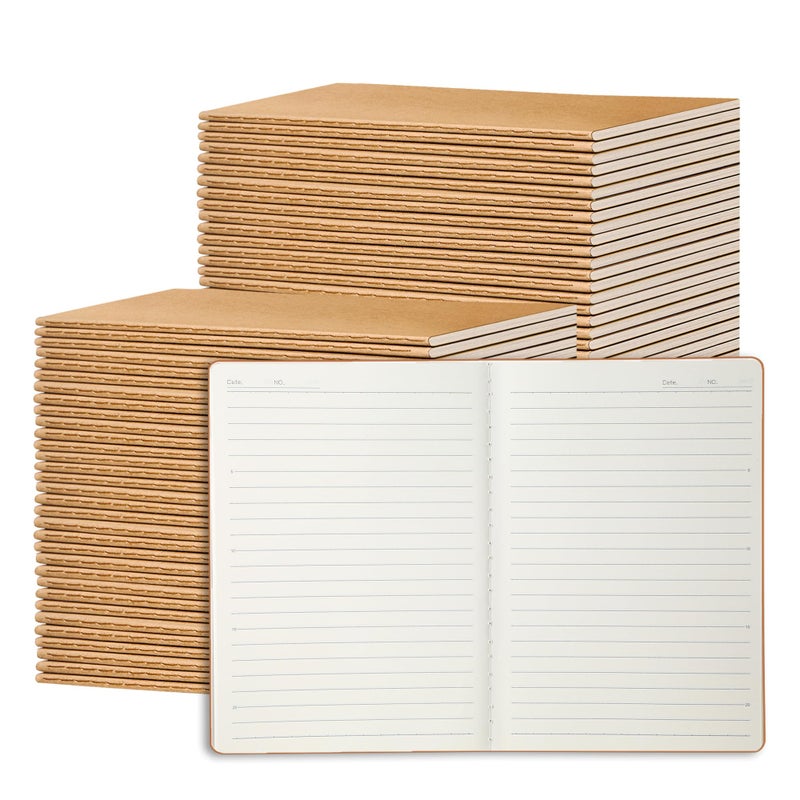 Miikoul 72 Pack A5 Kraft Paper Notebook Lined Journal Bulk  8.3 X 5.5 Inch  60 Pages/30 Sheets  80Gsm  Travel Notebook Notepad For Adult  Students  Gift  School  Office Supplies - Image 1
