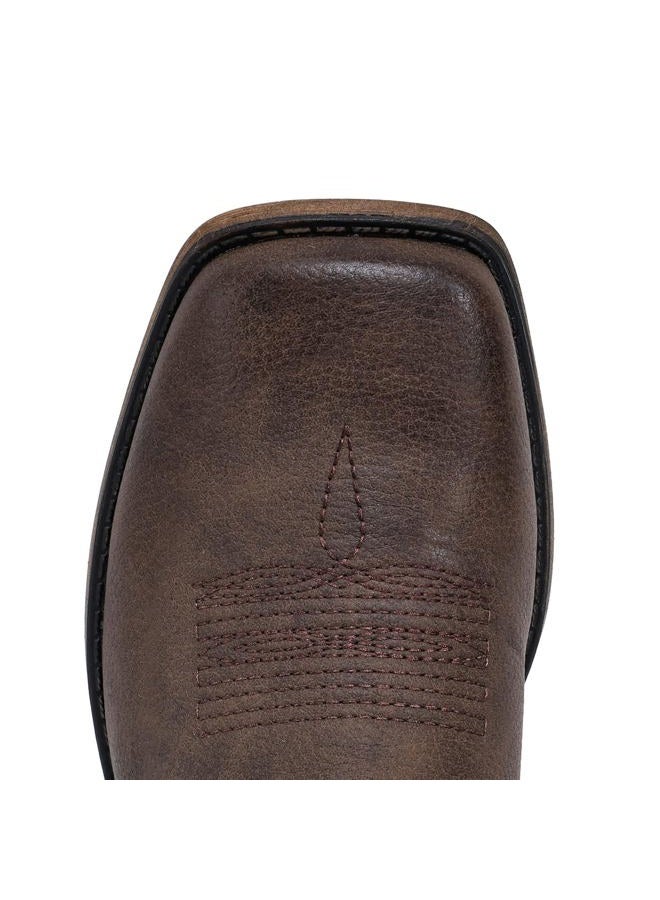 IUV Cowboy Boots For Women Square Toe Western Boots Mid Calf Cowgirl Boots Pull On Embroidered Brown Cowboy Boots, Dark Brown, 8 - Image 5