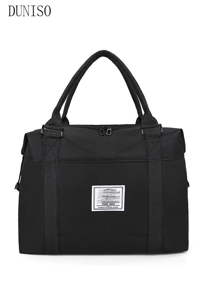 DUNISO Large Capacity Travel Bag，Foldable Lightweight Waterproof Luggage Hand Travel Bag，Portable Tote Bag with Back Tie Rod Retaining Strap,Dry and Wet Separation,for Travel, Business Trips, Sport,Yoga,Gym  - Image 2