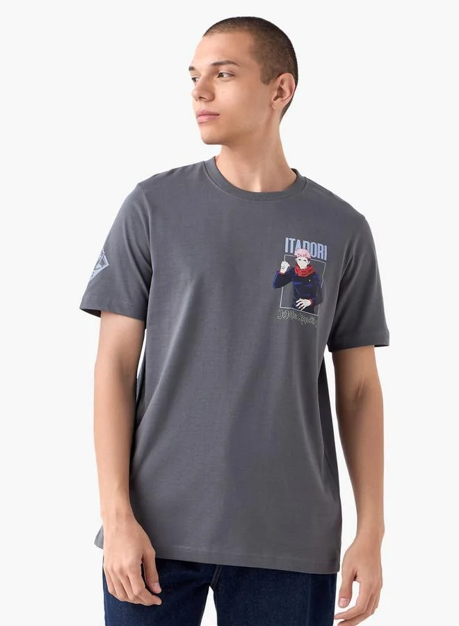 Splash FAV Anime Print T-shirt with Crew Neck