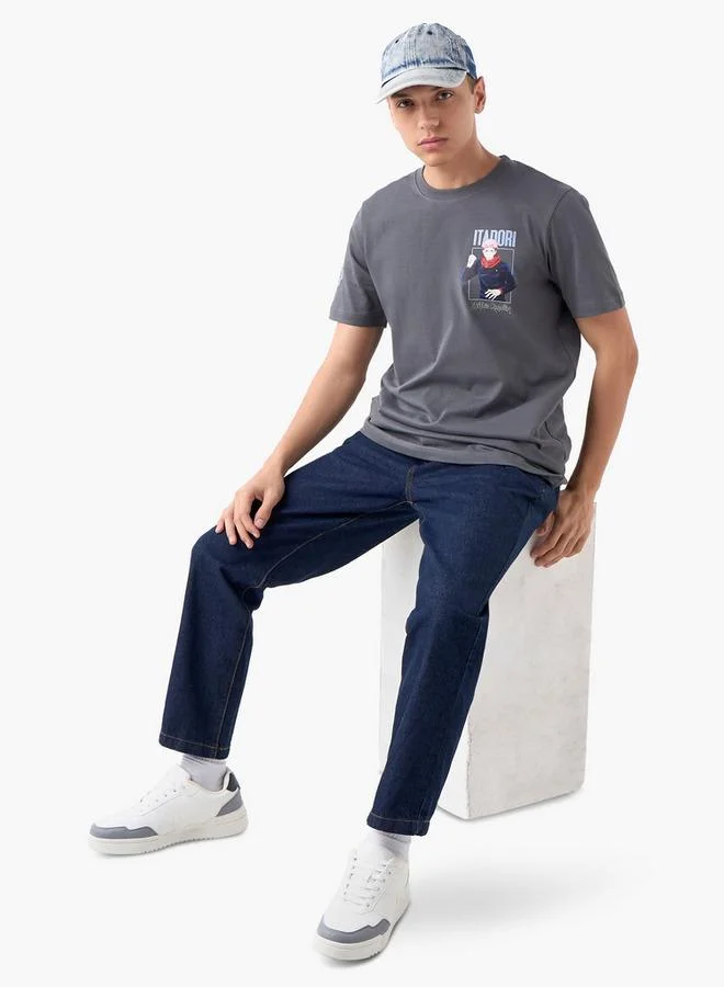 Splash FAV Anime Print T-shirt with Crew Neck