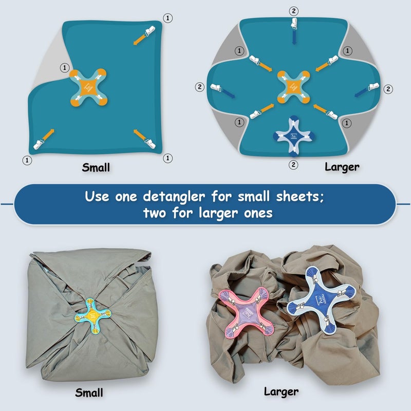 HX AURIZE Bed Sheet Detangler - Reduces Tangles in Washer & Dryer, Set of 2 with Built-in Fabric Covers, Fits Most Sheets (Purple) - Image 4