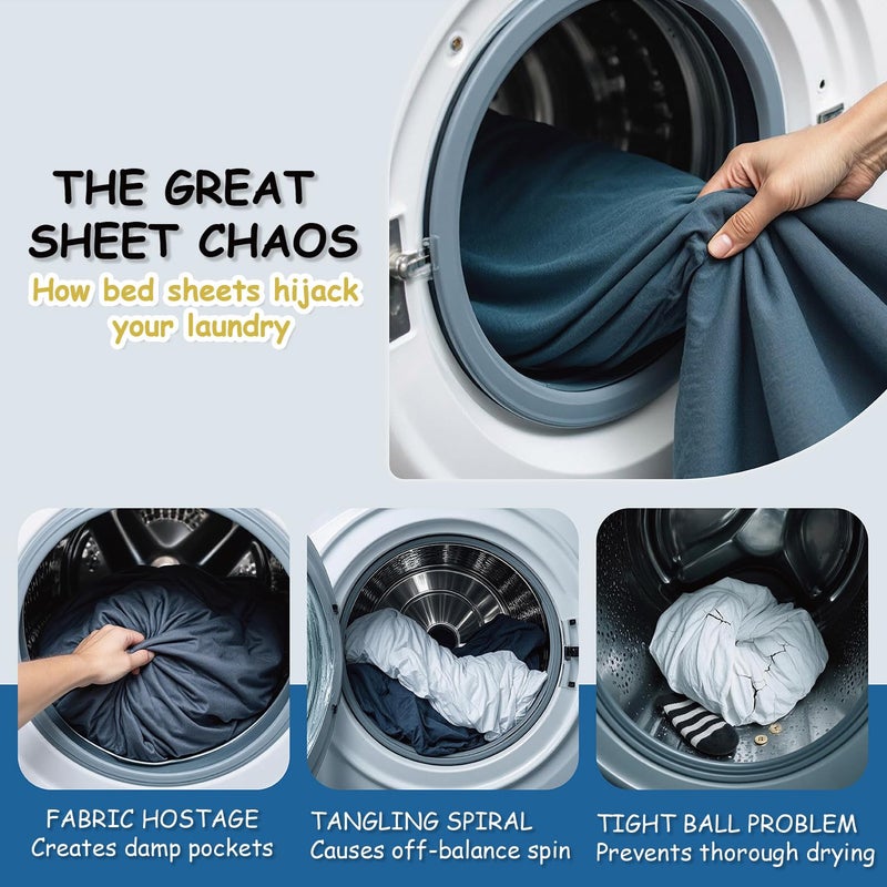 HX AURIZE Bed Sheet Detangler - Reduces Tangles in Washer & Dryer, Set of 2 with Built-in Fabric Covers, Fits Most Sheets (Purple) - Image 3