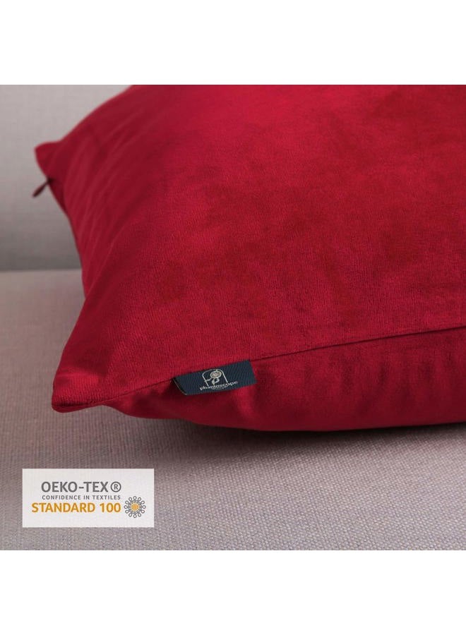 Phantoscope Pack of 2 Velvet Decorative Throw Decorative Pillow Cover Soft Solid Square Cushion Case for Couch Wine Red 12 x 20 inches 30 x 50 cm - Image 3