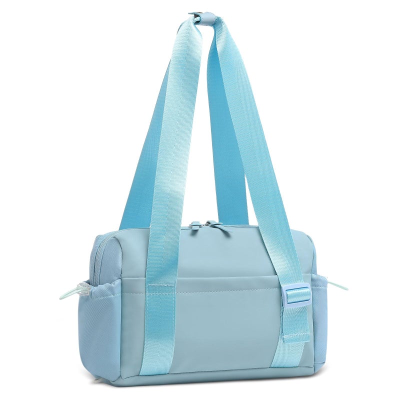 SUIKIHUM Mini Gym Bag for Women, Yoga Small Sports Bag for Women Girls, Waterproof PU Fitness Tote with Wet Compartment, Sky Blue - Image 1