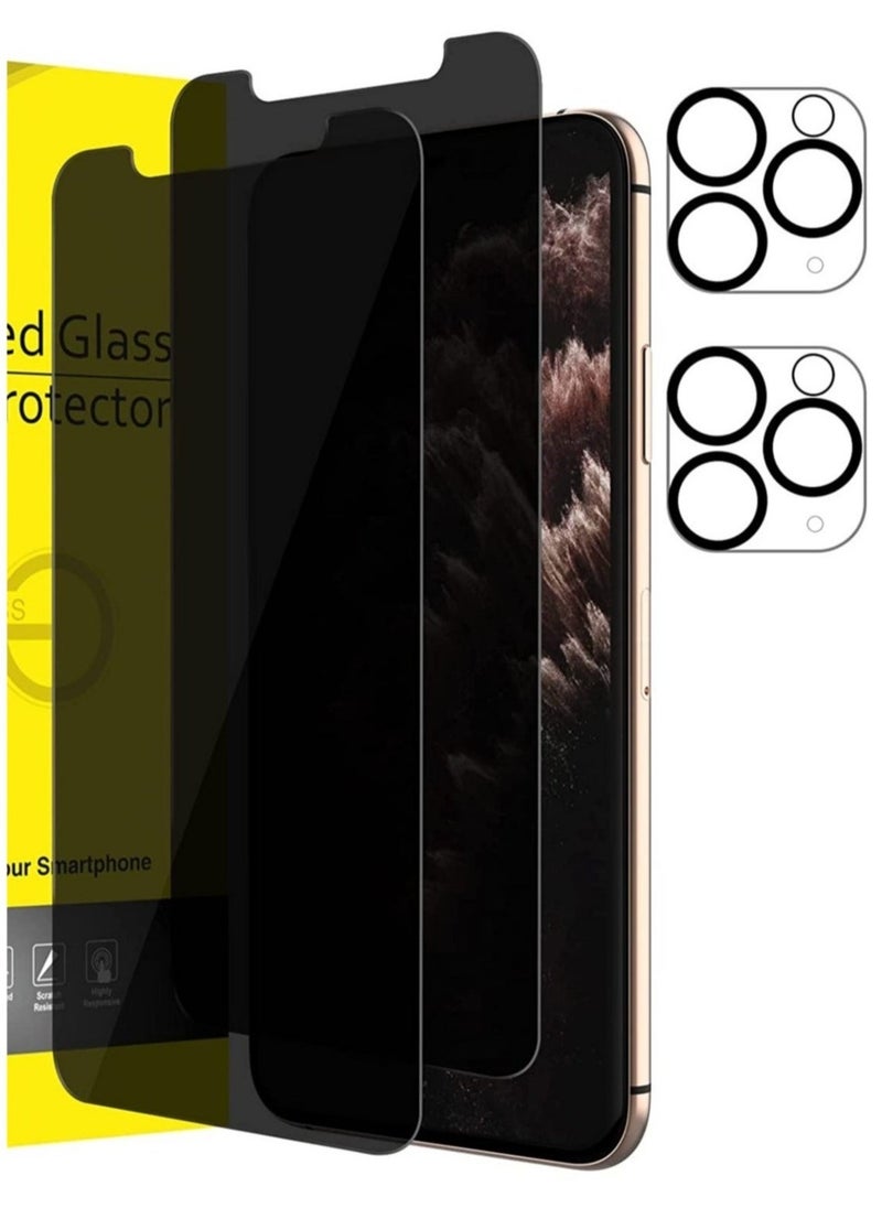 ELTRAZONE (2 Pack) for iPhone 13 mini Privacy Tempered Glass Screen Protector Anti-Scratch with Back Camera glass Alignment Frame Bubble Free Scratch Resistant - Image 1