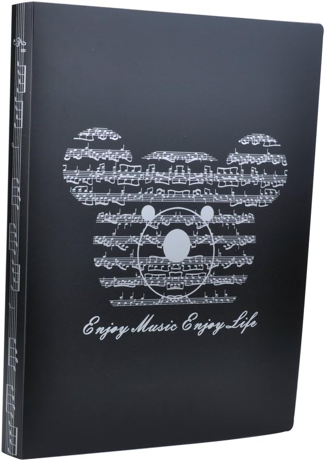 PUNK Music Sheet File Piano Score Folder Paper Storage Folder Documents Holder Blank Sheet Files Plastic A4 Size 40 Pockets (Music Bear File Folder-Black) - Image 1