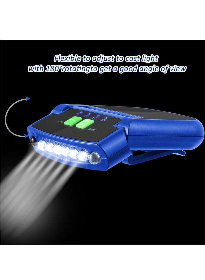 Excefore LED Clip on Cap Light, 2PCS USB Rechargeable Cap Flashlight Clip Waterproof Ultra Bright Hands-Free Hat Light Flashlight Headlamp for Fishing Camping Hand Work (Black, Blue)  - Image 5