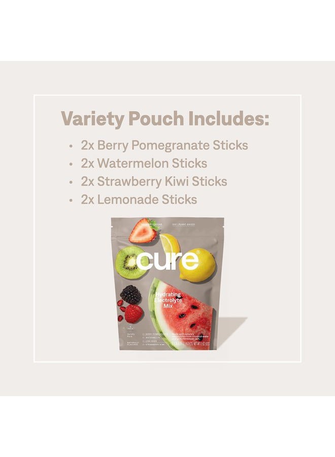 Cure Hydration Plant-Based Electrolyte Drink Mix | No Added Sugar | FSA & HSA | Dehydration Relief Powder Made with Coconut Water | Non-GMO | Vegan | 8 Servings - Variety Pack - Image 4