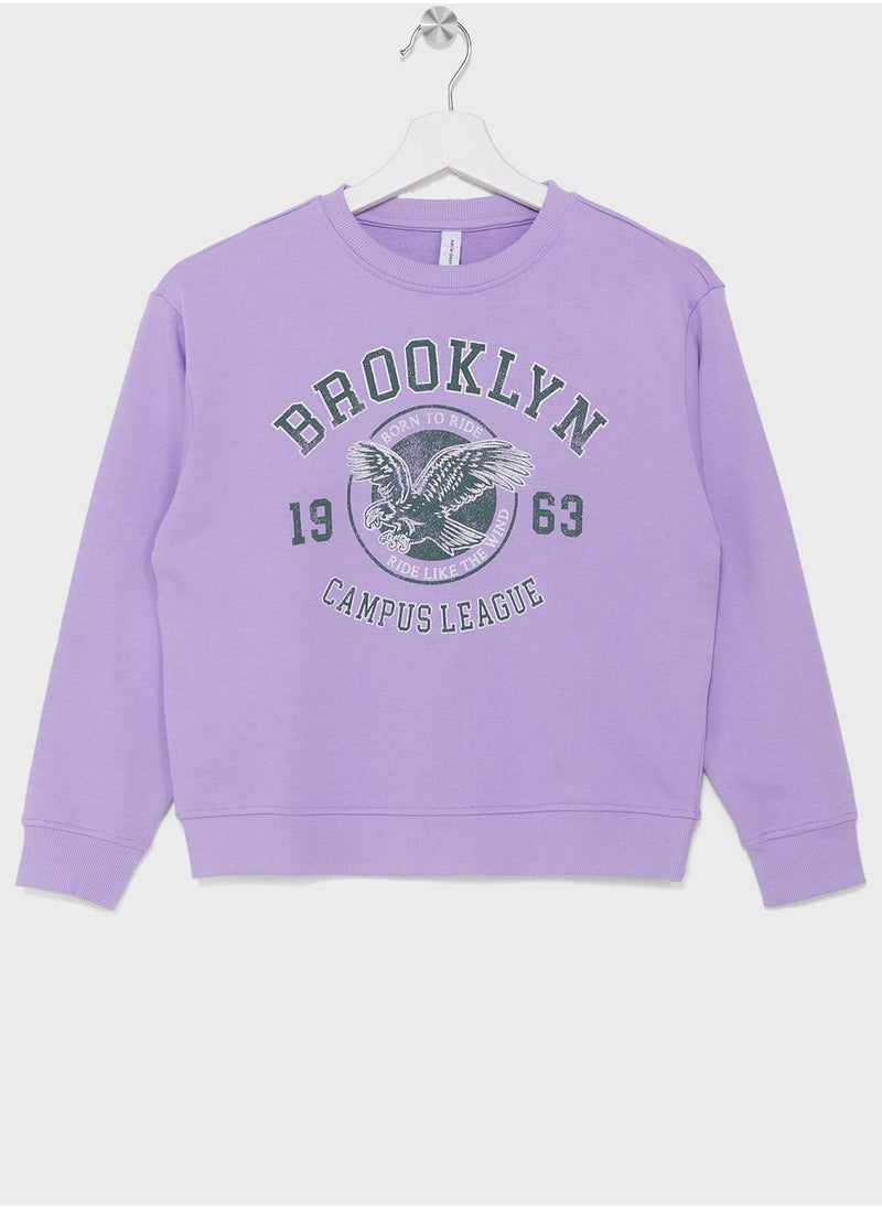Vero Moda Girl - Kids Slogan Print Sweatshirt - Image 1