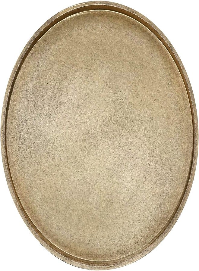 DN DECONATION Gold Tray, 14.76“ Decorative Trays for Coffee Table, Farmhouse Tray, Round Wooden Trays for Living Room Decor - Image 1