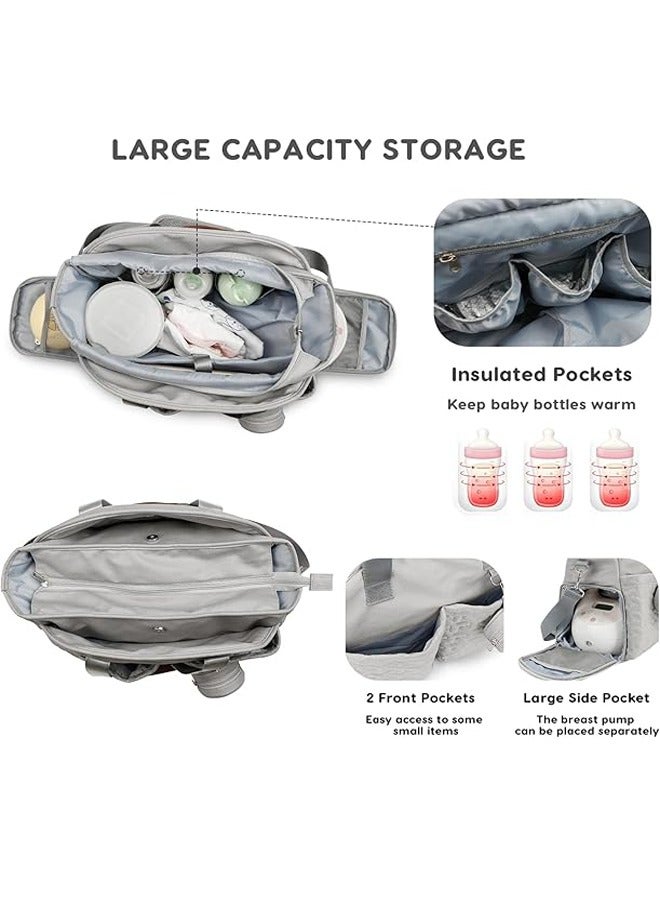 general Multifunctional Stylish Diaper Bag Tote,Large Capacity Nappy Changing Bag Satchel Messenger Bag Travel Mommy Bag - Image 3