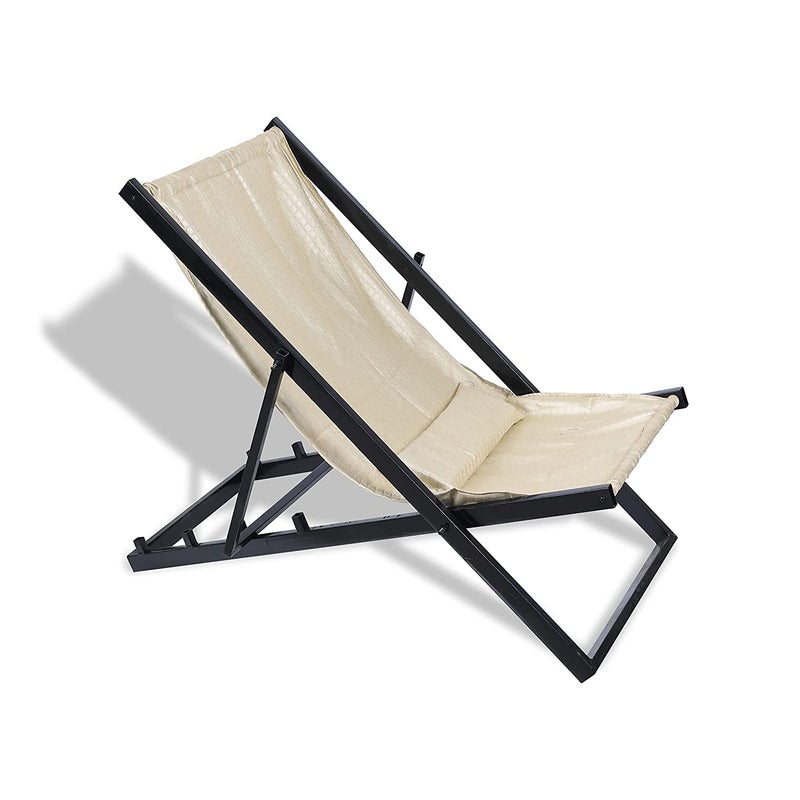 Hari Enterprise Hari Enterprise Metal Body Super Strong Folding RestRelax Outdoor and Indoor Chair with Foam Padded Cushions Cream - Image 1