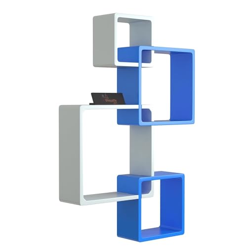 DDS Dream Decor Shoppee 4-Pack Rustic Traditional Black, White Floating Shelves - Intersecting Design - Wall Mounted - MDF Wood - Bedroom, Living Room, Kitchen, Office - Image 3