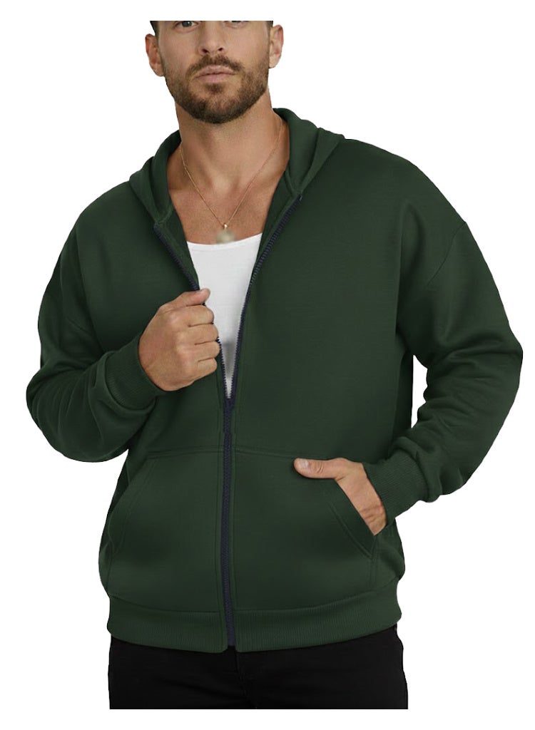 Zipper Hooded Sweatshirt Jacket - Image 1