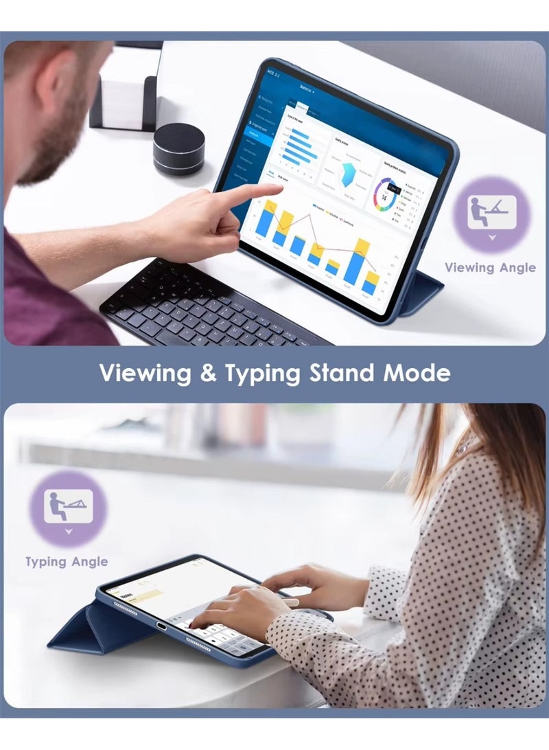 magnetic Case for iPad Pro 11 Case 2022/ 2021 /air4/air5 10.9 "/ ipad air6/air7 11" with Pencil Holder Premium Protective Case Cover with Soft TPU Back and Auto Sleep/Wake Feature for iPad Pro 11 comaptiple with (A2228 / A2231 / A2068 / A2230) , Navy blue - Image 5