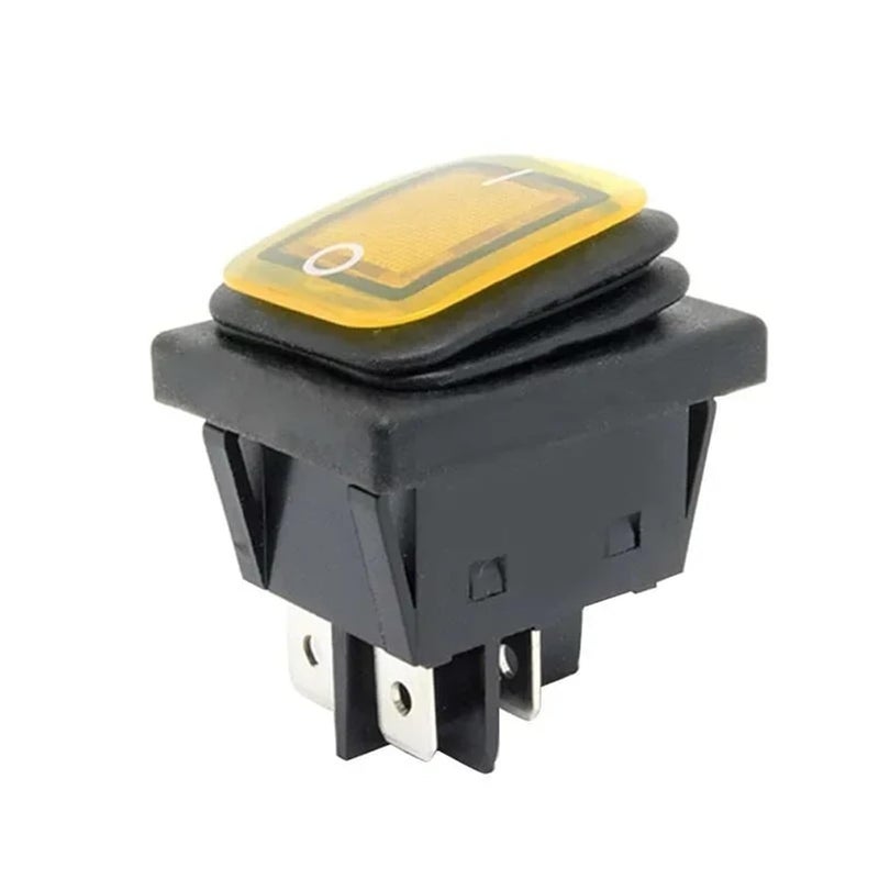 مفتاح تبديل ثقيل ثنائي القطب ثنائي المسار 4 دبوس 30x22 مم 12 فولت 220 فولت 16 أمبير تشغيل/إيقاف أسود بدون إضاءة - Image 4