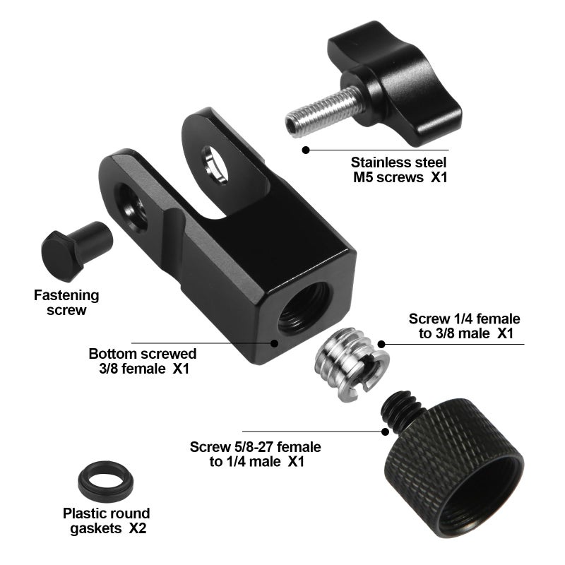 SAVITA Microphone Mount Adapter for Hyperx Quadcast with 3/8" or 1/4" Screw Adapter, Works with HyperX QuadCast Microphone Stand & Boom Arm Durable Replacement Accessory for Mic (Black) - Image 2