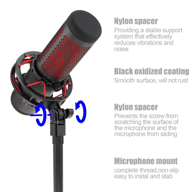 SAVITA Microphone Mount Adapter for Hyperx Quadcast with 3/8" or 1/4" Screw Adapter, Works with HyperX QuadCast Microphone Stand & Boom Arm Durable Replacement Accessory for Mic (Black) - Image 3