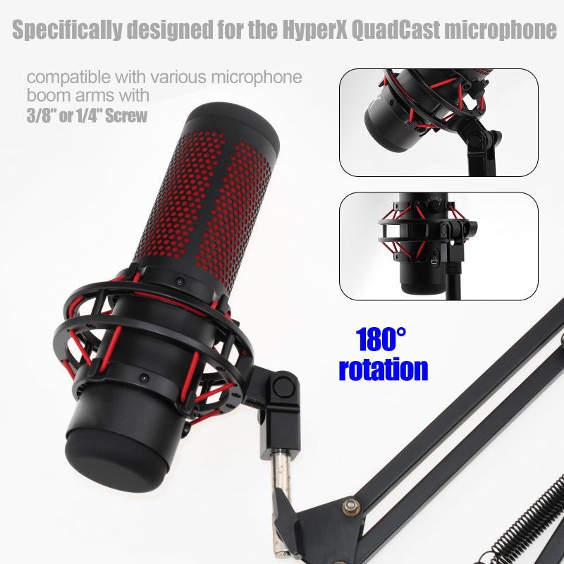 SAVITA Microphone Mount Adapter for Hyperx Quadcast with 3/8" or 1/4" Screw Adapter, Works with HyperX QuadCast Microphone Stand & Boom Arm Durable Replacement Accessory for Mic (Black) - Image 4