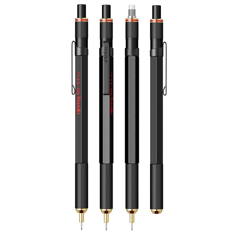 rOtring 800 Retractable Metal Mechanical Pencil, 0.5mm, Black Barrel, Perfect for Drafting, Engineering, Architecture Professionals - Image 3