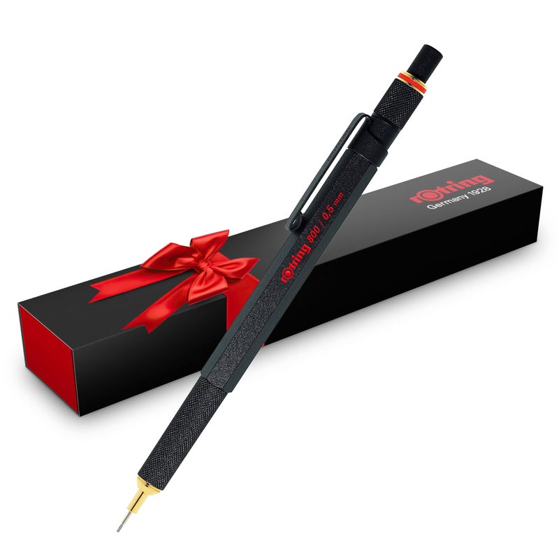 rOtring 800 Retractable Metal Mechanical Pencil, 0.5mm, Black Barrel, Perfect for Drafting, Engineering, Architecture Professionals - Image 1