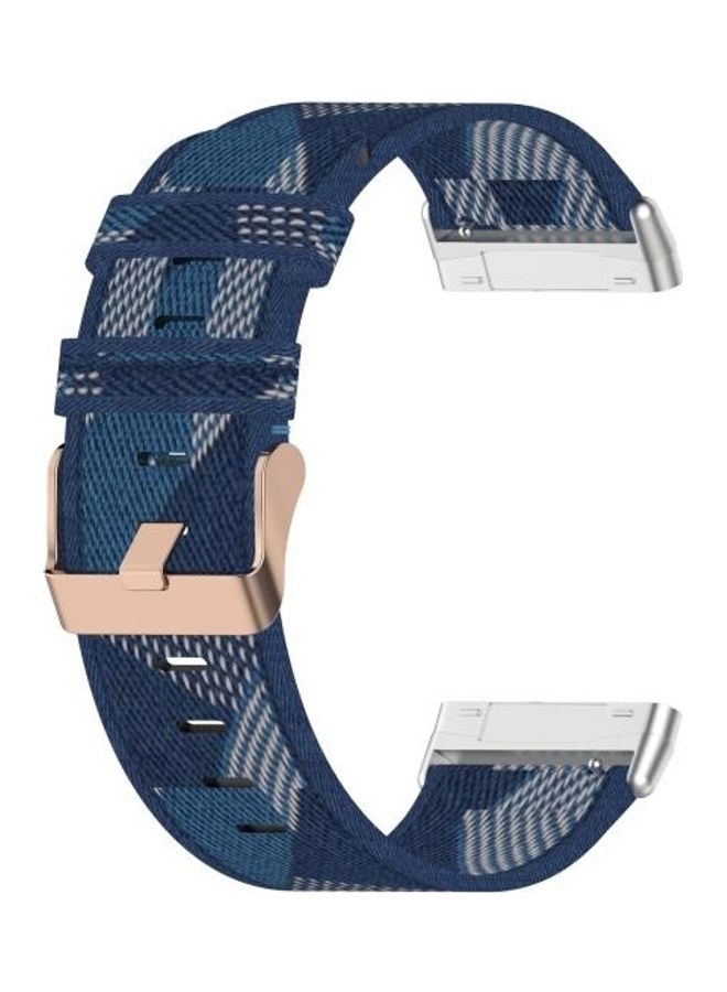 BGM Sense Nylon Canvas Strip Texture Strap For Fitbit Blue - Image 3
