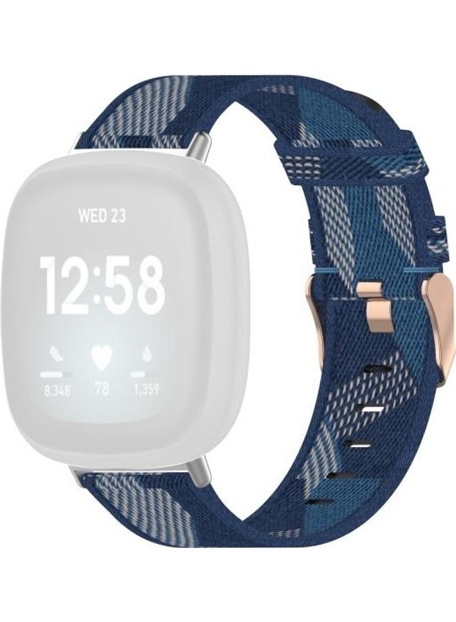 BGM Sense Nylon Canvas Strip Texture Strap For Fitbit Blue - Image 1